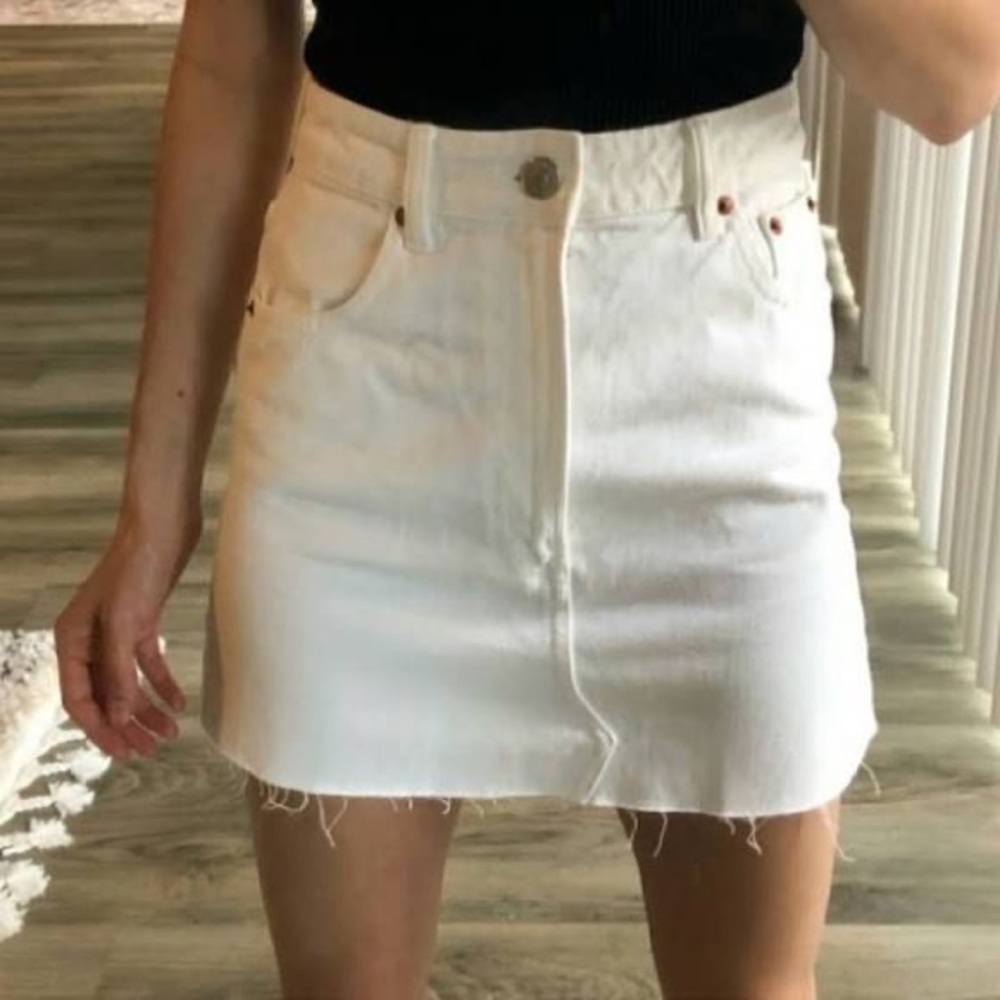 Zara Ripped Denim Mini Skirt